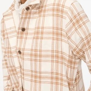 J. Crew Cream and Brown Plaid Casual Sherpa jacket